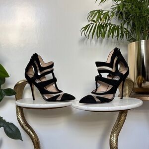 Monique Lhuillier Black Strappy Heels